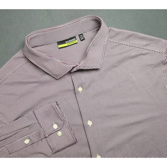 Murano Other - Murano Performance Men 3XT Tall Shirt Maroon White Pinstripe Graph Check Pattern